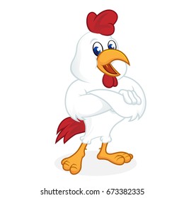 Chicken cartoon folding hands isolated in white background