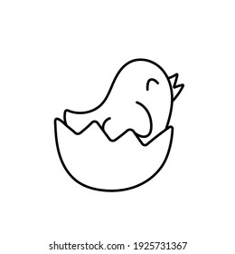 chicken, cartoon hand-drawn vector doodle illustration. Funny Easter bird, linear vector illustration. Doodle little chick. Simple, black drawing design element of the Easter holiday, art. Cute animal