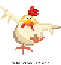 Hähnchen-Cartoon-Symbol im Pixelstil