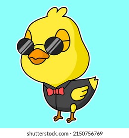 chicken cartoon illustration with various interesting and funny costumes. very suitable for stickers, logos, beads and so on