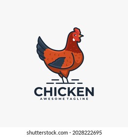 Chicken cartoon logo design vector flat color
