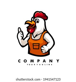 Chicken cartoon logo for restaurant and farm	