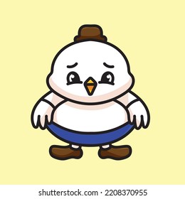 Chicken Cartoon Mascot Vector Funny Happiness Cute Casual
