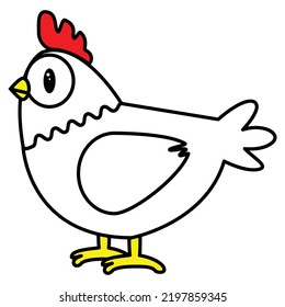Caricatura de pollo sobre fondo blanco. EPS.file.