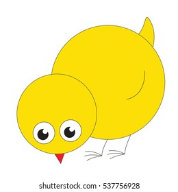 Chicken cartoon. Outlined object with black stroke.