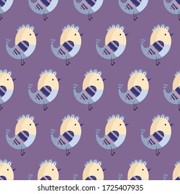 Chicken cartoon pattern - vector simple texture. Seamless pattern for textile, napkins, tablecloths, wrapping paper. Vector flat illustration.