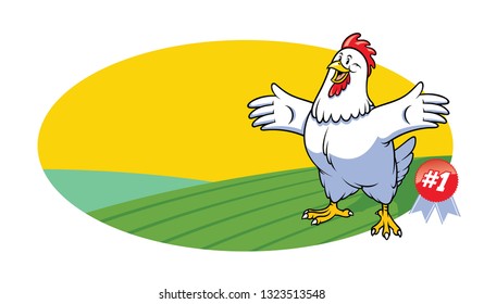 chicken cartoon presenting with blank space for text