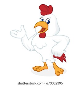 Chicken cartoon presenting isolated in white background