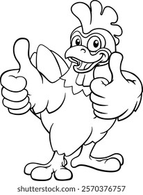 A chicken cartoon rooster cockerel bird mascot giving a thumbs up