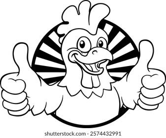 A chicken cartoon rooster cockerel bird mascot giving a thumbs up