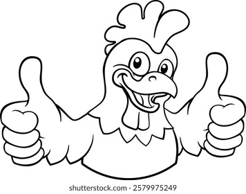 A chicken cartoon rooster cockerel bird mascot giving a thumbs up