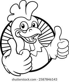 A chicken cartoon rooster cockerel bird mascot giving a thumbs up