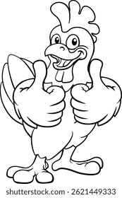 A chicken cartoon rooster cockerel bird mascot giving a thumbs up