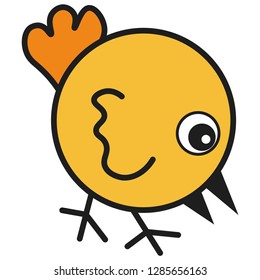 Chicken in cartoon style. On white background, vector illustration