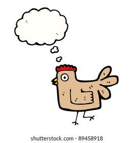 chicken cartoon with thought bubble
