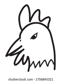 Chicken / cartoon vector and illustration, black and white, hand drawn, sketch style, isolated on white background.