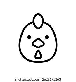 Chicken cartoon vector in line style, isolated on white. Suitable for farm, food, and animal illustrations.
