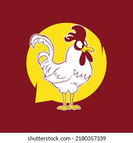 chicken cartoonize vector illustration with red and yellow colour for a comic book