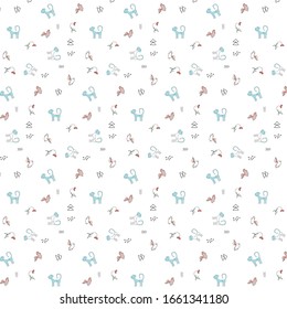 Chicken Cat and Flower line art cute pattern