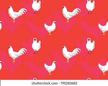 Chicken Chantecler Cartoon Red Seamless Wallpaper