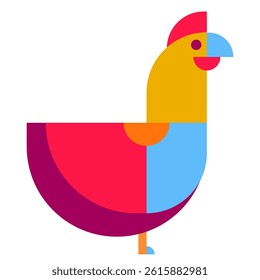 Chicken character in abstract geometric art style. Modern fashion colorful animal design. Creative vivid vector illustration.