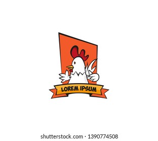 Chicken character logo design on white