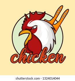 chicken character mascot logo design vector
