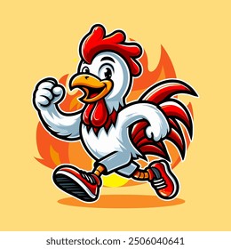 Chicken character mascot logo design. Rooster mascot logo illustration.