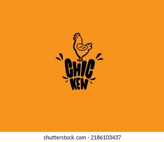 Chicken character and typography illustration