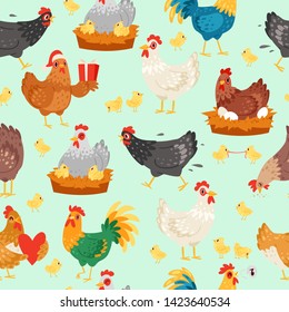 Chicken Characters Different Poses Hen Rooster Stock Vector (Royalty ...