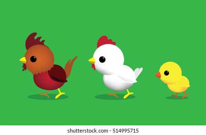 Chicken Characters Set Cartoon Vector Illustration