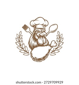 Logotipo do emblema culinário do chef do frango