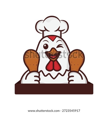 Chicken chef with fried chicken drumsticks.