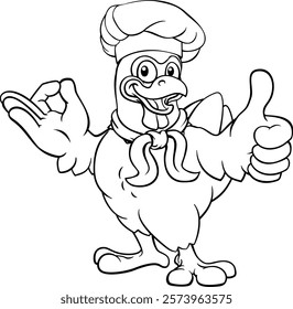 A chicken chef hat cartoon rooster cockerel bird mascot 