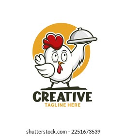 Chicken chef logo vector template