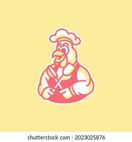 Chicken Chef Mascot Logo Illustration