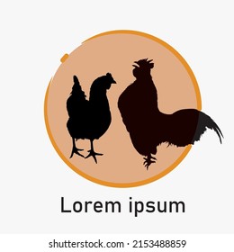 Chicken, chick, rooster vector silhouette. Simple Logo