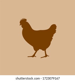 Chicken and chick vector silhouette. Farm birds silhouettes