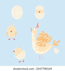 Chicken with chicke, animal, Easter, egg