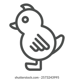 Chicken child line icon, domestic animals concept. Vector graphics. Newborn chicken baby sign on white background, outline style icon for mobile or web design