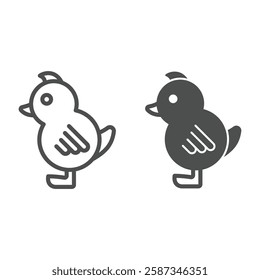 Chicken child line and solid icon, domestic animals concept. Vector graphics. Newborn chicken baby sign on white background, outline style icon for mobile or web design