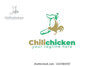 Chicken and chili logo design. vector