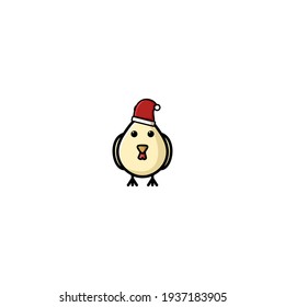 Chicken Christmas Cartoon Character Vector Illustration Design. Cute, Funny, FUn, Outline, And Happy Style. Recomended For Children Design, Chicken Shop Mascot, And Other.