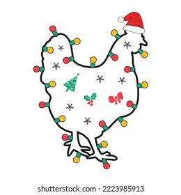 Diseño de camisetas para vectores de Navidad de pollo
