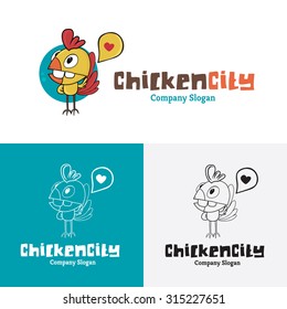 Chicken city Vector Logo Template.