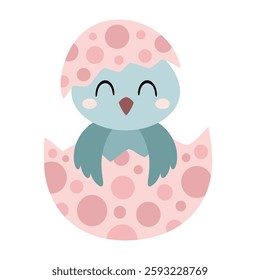 Chicken clipart. Cute Easter chick in cartoon flat style. Hand draw vector illustration