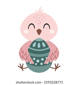 Chicken clipart. Cute Easter chick in cartoon flat style. Hand draw vector illustration