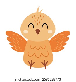 Chicken clipart. Cute Easter chick in cartoon flat style. Hand draw vector illustration