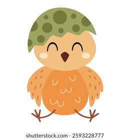 Chicken clipart. Cute Easter chick in cartoon flat style. Hand draw vector illustration