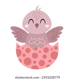 Chicken clipart. Cute Easter chick in cartoon flat style. Hand draw vector illustration